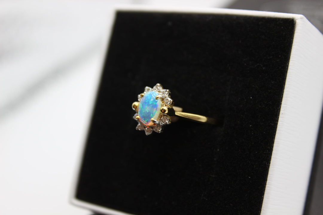 Australian Natural Solid Opal Ring 18k Yellow Gold Setting Rings Australian Opal House 