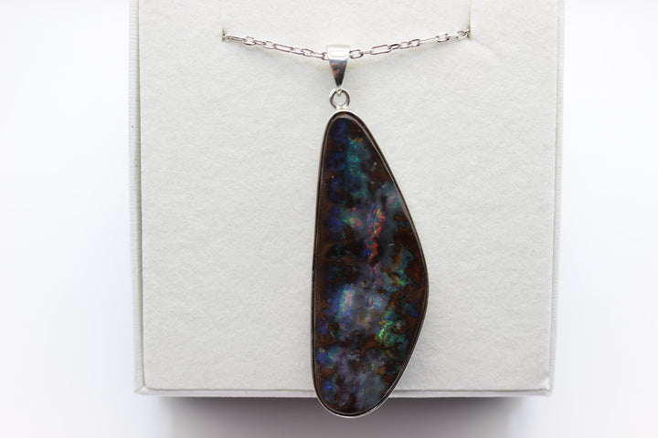 Australian Boulder Opal Pendant in Sterling Silver Setting Pendant Australian Opal House 