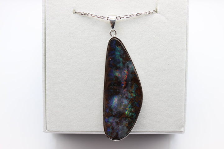 Australian Boulder Opal Pendant in Sterling Silver Setting Pendant Australian Opal House 