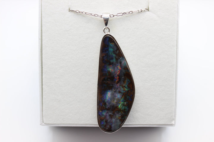 Australian Boulder Opal Pendant in Sterling Silver Setting Pendant Australian Opal House 