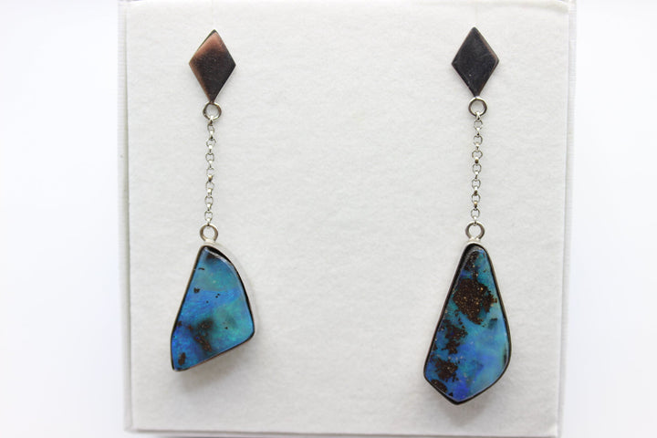 Australian Boulder Opal Earrings in Sterling Silver Setting Pendant Australian Opal House 