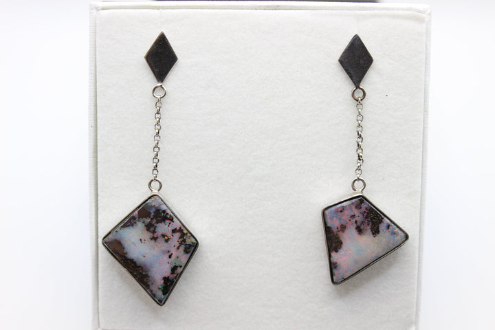 Australian Boulder Opal Earrings in Sterling Silver Setting Pendant Australian Opal House 