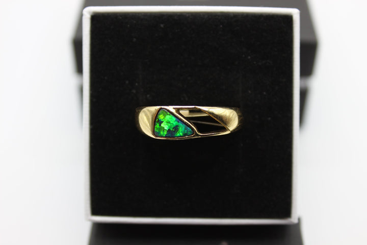 Australian Boulder Opal Ring in 18K Yellow Gold Rings Australian Opal House 