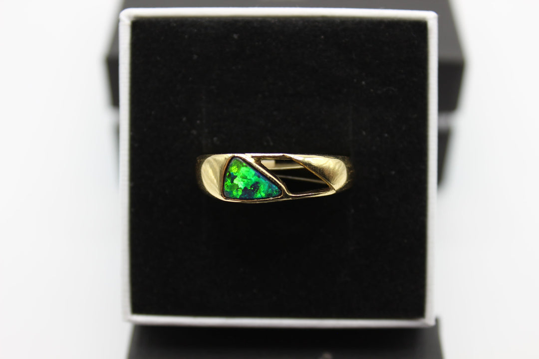 Australian Boulder Opal Ring in 18K Yellow Gold Rings Australian Opal House 